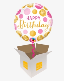 Happy Birthday Gold And Pink Balloon, HD Png Download, Free Download