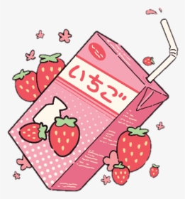 Aesthetic Kawaii Milk Strawberry Pink - Aesthetic Kawaii Strawberry, HD Png Download, Free Download