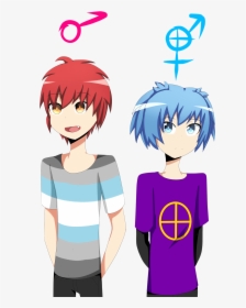 Demiboy Karma And Intersex Nagisa - Cartoon, HD Png Download, Free Download