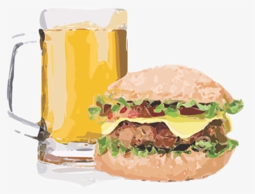 Burger, Brew, Beer, Cheeseburger, Sandwich, Lunch, - Beer & Burger Clip Art, HD Png Download, Free Download