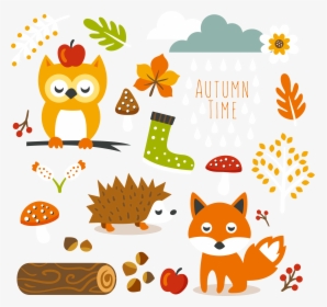 Free Cute Autumn Animal Clip Art And Planner Stickers - Cute Autumn, HD Png Download, Free Download