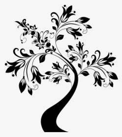Tree Flourish Png - Black And White Tree Clipart, Transparent Png, Free Download
