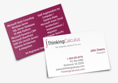 Thinkingcalculus Logo Finilization And Business Cards - Lilac, HD Png Download, Free Download