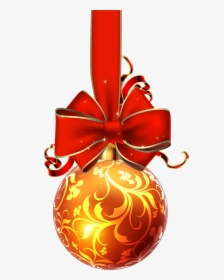 Christmas Ball With Red - Red Christmas Bow Clipart, HD Png Download, Free Download