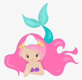 Mermaid With Pink Hair Clipart, HD Png Download - kindpng