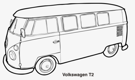 Line Art,van,compact Car - Van Black And White, HD Png Download, Free Download