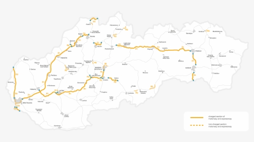 Map Of Sections Charged By Vignette - Slovakia Toll Roads Map, HD Png Download, Free Download