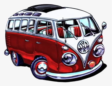 Vw Bus Line Drawing Vw Bus Drawing Vw Bus Line Drawing - Red Vw Camper Cartoon, HD Png Download, Free Download