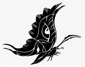 Tribal Style Butterfly Silhouette - Fantasy Designs, HD Png Download, Free Download