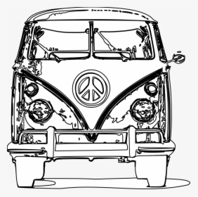 Vw Bus Bulli Black White Line Art Scalable Vector Graphics - Volkswagen Bus Coloring Pages, HD Png Download, Free Download