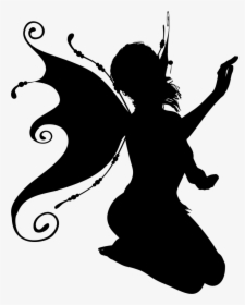 Fairy Silhouette Clip Art - Sitting Fairy Wings Silhouette, HD Png Download, Free Download