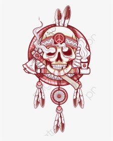 Headdress Clipart Skull - Dream Catcher With Skull Tattoo, HD Png Download, Free Download