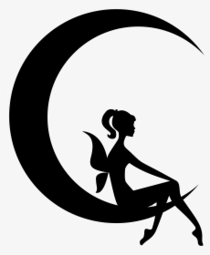 Human Behavior,art,silhouette - Crescent Moon With Fairy, HD Png Download, Free Download