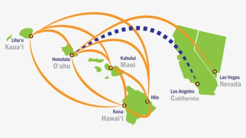 Aac Hawaii Route Map Updated Web - Hnl To Koa Flight Map, HD Png Download, Free Download