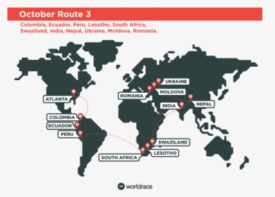 October 2019 Route - World Race Gap Year, HD Png Download, Free Download