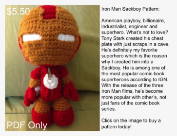Amigurumi Iron Man Sackboy , Png Download - Crochet, Transparent Png, Free Download