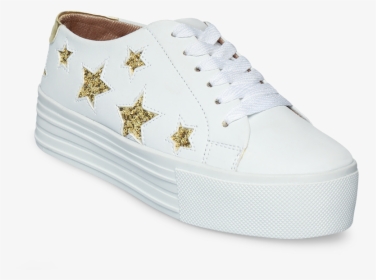 13-238 Tenis Blanco Con Estrellas Doradas - Skate Shoe, HD Png Download, Free Download