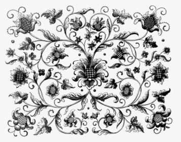 Vintage Floral Pattern Black And White Png - Transparent Background Floral Pattern Png, Png Download, Free Download