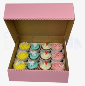 12 Cupcake Box (pink) With 6cm Dividers - Box Of 12 Cupcakes Price, HD Png Download, Free Download