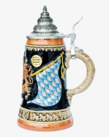 Bavaria Lion Crest Beer Stein - Blue And White Porcelain, HD Png Download, Free Download