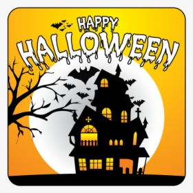 Clip Art Halloween Vector Background Illustration - Vector Haunted House Silhouette, HD Png Download, Free Download