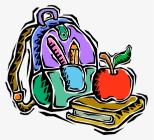 Vector Illustration Of Student Knapsack Or Backpack - Professor Png Livros Maça, Transparent Png, Free Download