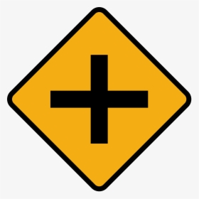 Yellow Diamond Cross Road Sign, HD Png Download, Free Download
