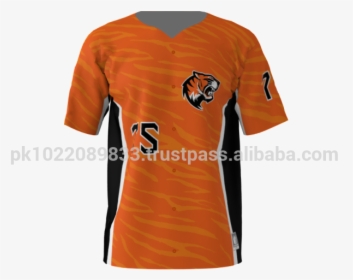 Custom Full Button Sublimated Tigers Orange Baseball - Active Shirt, HD Png Download, Free Download
