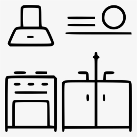 Kitchen Interior Equipment Household Project Furniture - Interior Kitchen Line Art, HD Png Download, Free Download
