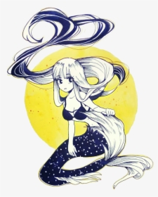 #mermaid #mermaidgirl #girl #anime #drawing #art #cute - Anime Mermaid Girl Drawing, HD Png Download, Free Download