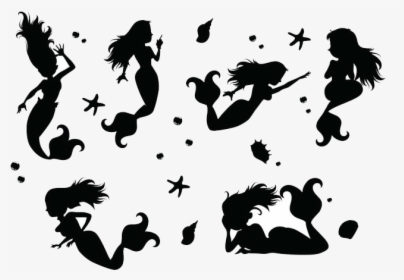 Mermaid Silhouette Scalable Vector Graphics - Free Mermaid Svg Files, HD Png Download, Free Download