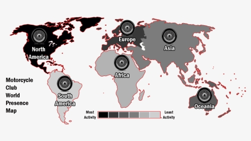 Motorcycle Club World Presence Map Copy New, HD Png Download, Free Download