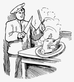 Chef And Turkey - Clip Art Cooking Drawing, HD Png Download, Free Download