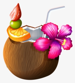 Hawaiian Clipart Mask - Coconut Drink Clipart, HD Png Download, Free Download