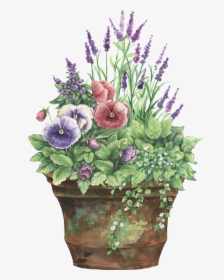 Garden Clipart Watercolor - Clipart Big Flower Pot, HD Png Download, Free Download