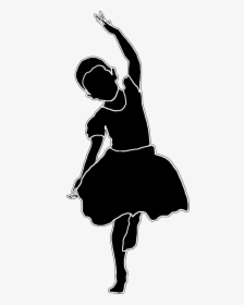 Dancing Girl Silhouette Black White Line - Little Black Girl Silhouette, HD Png Download, Free Download