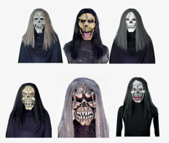 Vinyl Skull Mask With Long Hair - Mask, HD Png Download, Free Download