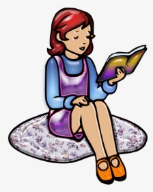 Pin Child Reading Clipart - Girl Reading Clipart Png, Transparent Png, Free Download
