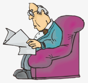 #oldman #person #newspaper #sofa #read #reading #paper - Cartoon, HD Png Download, Free Download