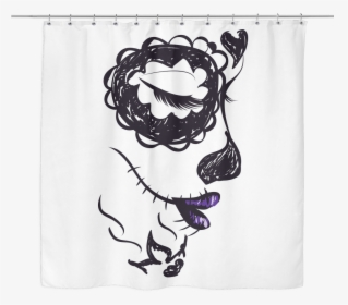 Sugar Skull Purple Lipped Lady Shower Curtain - Sugar Skull Drawings Of Day Of The Dead, HD Png Download, Free Download