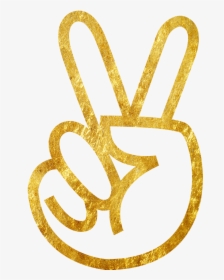 Drawn Peace Sign Hand Clipart 3 Gold - Gold Peace Sign Png, Transparent Png, Free Download