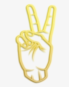 #hand #neon #yellow #peace #glow #peacestickers #freetoedit - Peace Glow, HD Png Download, Free Download