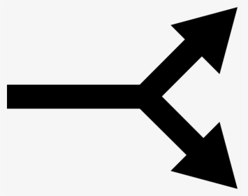 Straight Arrow With Bifurcation To Two, HD Png Download, Free Download