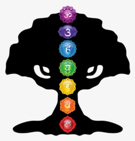Art Tree Of Life Silhouette With Seven Chakras, HD Png Download, Free Download
