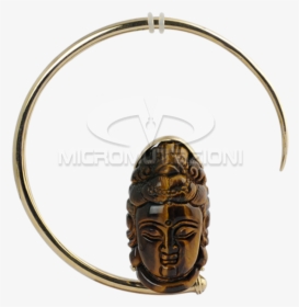 Large Brass Hoops With Tiger Eyes Shiva Mask Brass, HD Png Download, Free Download