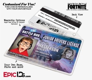 Fortnite Inspired Battle Bus Junior Drivers License, HD Png Download, Free Download