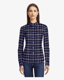Navy Blue Plaid Flannel Shirt-view Front, HD Png Download, Free Download