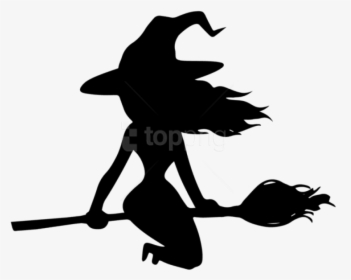 Free Png Download Halloween Witch On Broom Silhouette, Transparent Png, Free Download