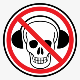 No Headphones While Crossing Sign With Skull, HD Png Download, Free Download