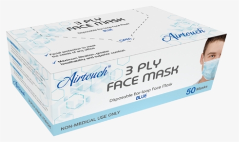 Airtouch 3 Ply Face Mask Box, Blue, 50pcs/box, 10198, HD Png Download, Free Download